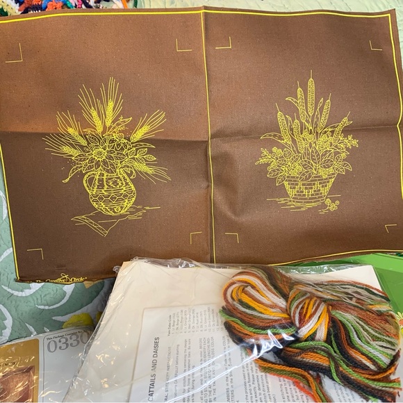 80s Floral Crewel Embroidery Kit - Picture 2 of 5